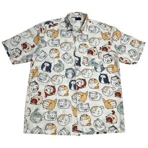 Men's Thai Casual Printed Loose-Fit Shirt -authentic From Thailand Button Up - L